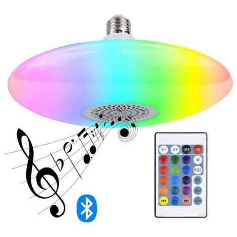 LED Lampe Ampoule Sans Fil Musique Lampe Ampoule 30W RGB Dimmable avec Télécommande Changement de Couleur et Bluetooth Haut-parleur Éclairage Décoratif pour Scène, Chambre, Fête, E27 [Classe énergétiq (1/5)