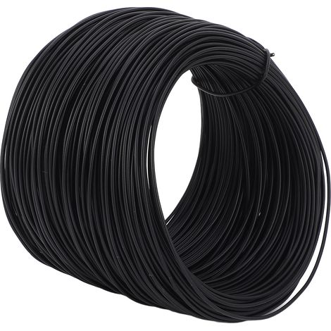 Fil de fer galvanisé plastifié 0,75 mm x 50 m, rouleau pour attacher et renforcer barres d'acier et câbles fibre optique, noir (1/5)