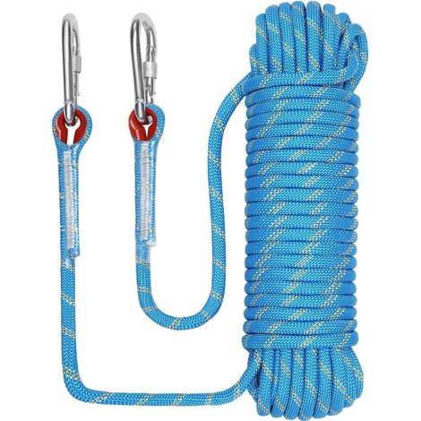 10 mm x 20 Mètre Corde Corde d'escalade Corde Marine Corde d'ancrage Corde de Bateau Corde de Rappel Corde de Flottaison Corde de Balançoire d'arbre Corde Statique Bleu (1/5)