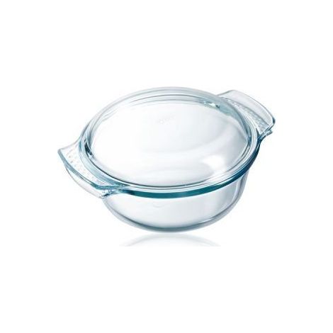 Cocotte - PYREX - 1450074 - Ronde - En verre borosilicate - 5,1 litres - Adapté au congélateur et micro-ondes
