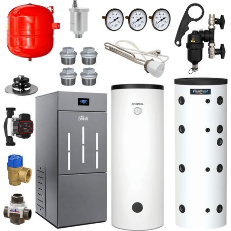 Pack Chaudière à granulés BioPellet PRO 40 Kw + ballon tampon + préparateur ECS + accessoires (1/5)