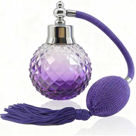 Flacon Vaporisateur Parfum 100ml - Cristal Violet Dégradé - Rechargeable Avec Pompon - Accessoire Salle De Bain (1/5)
