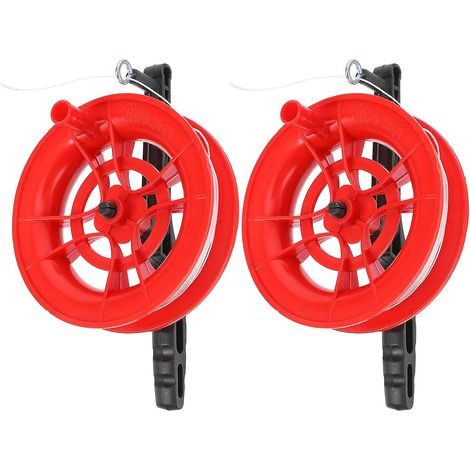 Enrouleur de ficelle de cerf-volant en 2 parties de 12 cm avec 100 m de ligne, accessoires de cerf-volant d'extérieur, rouge (1/5)