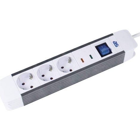 Multiprise Flash 3 Prises - Blanc - Multiprise avec câble de 1,5 m - Protection Contre Les surtensions - Interrupteur Lumineux - Contact de Protection - Guide de câbles - Montage Mural (1/2)