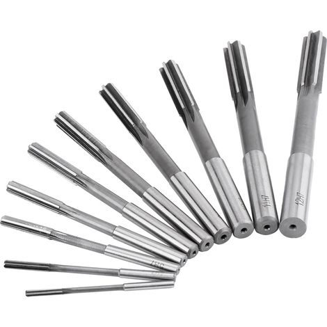 Lot de 10 alésoirs à cannelures droites en acier rapide H7, diamètres : 3/4/5/6/7/8/9/10/11/12 mm (1/5)