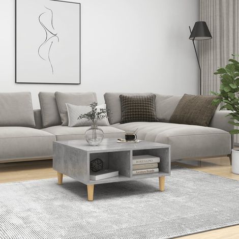 Vidaxl – Table basse fixe gris béton 60x60x30 cm – Bois d'ingénierie – Étagères de rangement – Style scandinave élégant (1/5)