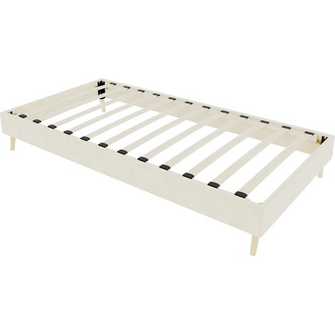 Struttura letto minimalista moderna 90 x 200 cm beige in velluto olandese (1/5)