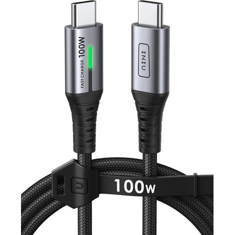 TRAHOO-Câble USB C, 1m 100W PD 5A Cable USB C Charge Rapide QC 4.0 Chargeur Type C Nylon Tressé pour iPhone 16 15 Samsung S23[J2] (1/5)