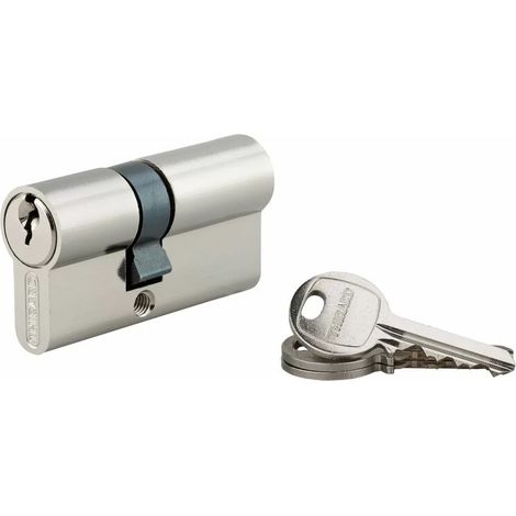 Cylindre de serrure cranté 25 x 35 mm – Laiton avec 5 goupilles – Panneton anti-arrachement – 3 clés en acier nickelé (1/4)