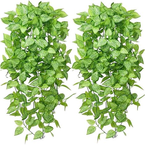 2 Pièces de Plantes Artificielles 105cm Faux Lierre Artificielles Vertes Utilisées pour Salon Appartement Salle de Bain Cuisine Balcon (1/5)