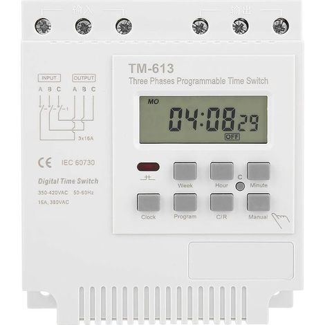 Relé temporizado programable, interruptor con temporizador programable TM-613 380V 16A trifásico, interruptor de relé temporizado (1/5)