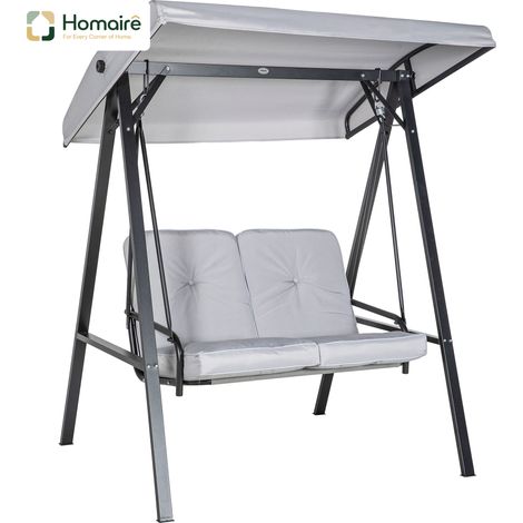HOMAIRE Hollywoodschaukel 2-Sitzer Gartenschaukel mit verstellbarem Dach, Kissen und Belastbarkeit bis 220 kg für Garten und Balkon