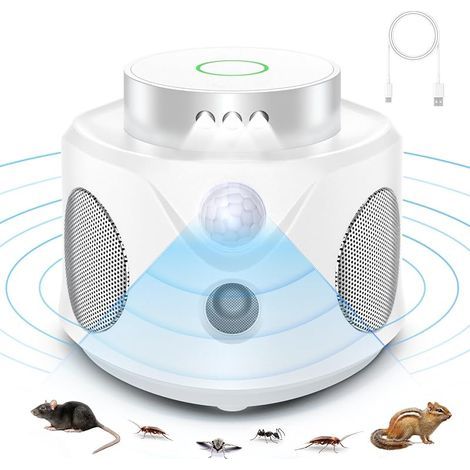 Ultrason Souris et Rats, Repulsif Souris Ultrasons 360° Anti Souris avec Lumière LED Appareil Ultrason pour Nuisible Rongeurs Plug in Répulsif Intérieur Dispositif Anti Nuisible Cafards pour Jardin (1/5)