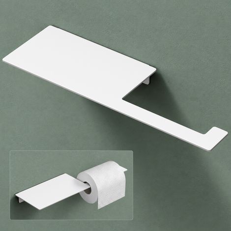 Mai & Mai Porte-Papier Toilette Dérouleur Mural en Acier Inoxydable Porte-Rouleau Stable Blanc Mat Rangement WC avec Étagère 300×97,6×30 MM Lino-01 (1/5)