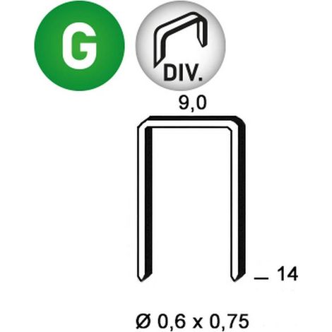 7 500 Agrafes Divergente V-14 - 9x14x0.6x0.75 mm - D-Work