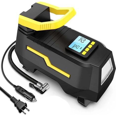 Compresseur air 220V/12V 150PSI double alimentation gonfleur pneus vélo moto ballon LED noir (1/5)