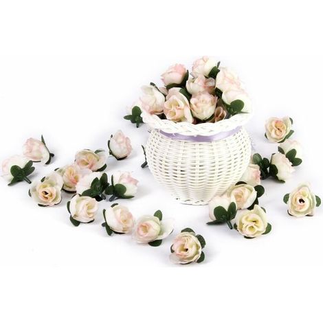 Lot de 50 roses artificielles de 3 cm, couleur champagne, pour décoration de maison, mariage et fêtes.-AquaForge (1/5)