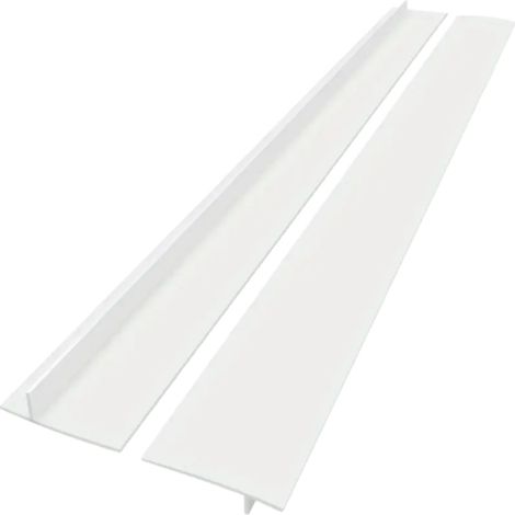 Deux couvre-fentes en silicone blanc (63,5 cm) pour combler l'espace entre la cuisinière et le plan de travail. Peuvent également servir de bandes de jonction pour plans de travail et fours. (1/5)