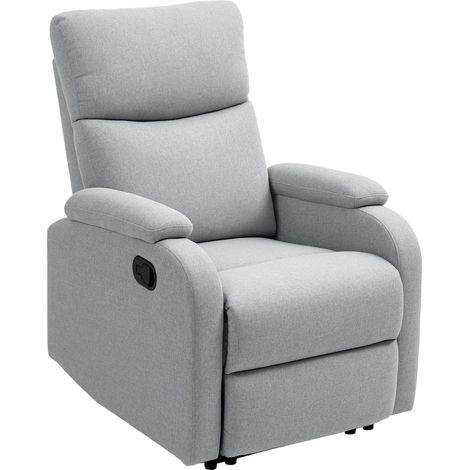 Poltrona Reclinabile Manualmente a 60° 69x91,5x103 cm con Poggiapiedi Extra Imbottita in Tessuto Grigio (1/5)