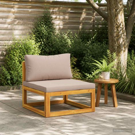 vidaXL Sectional Middle Sofa with Cushions Solid Acacia Wood Natural (1/5)