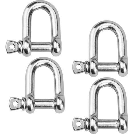 Lot de 4 manilles M10 en acier inoxydable, manilles à anneau en D pour chaînes, manilles de levage pour treuils et gréements haute résistance. (1/5)