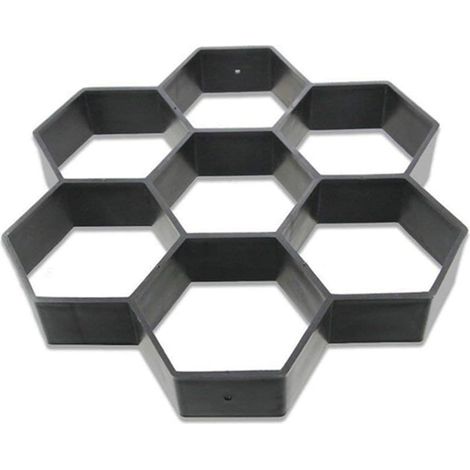 Moule hexagonal réutilisable pour pavés de béton, marcheau, pierre de ciment pour trottoir, allée, terrasse, jardin, route (30 x 30 cm, noir)