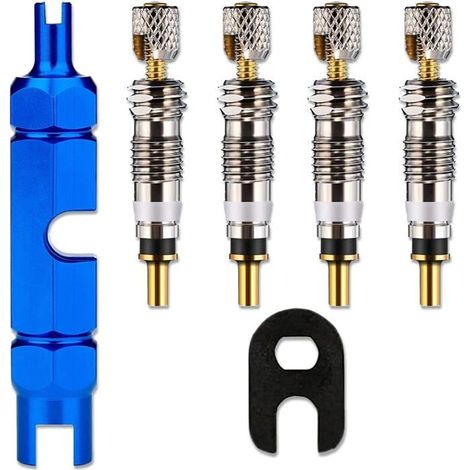 4 Pièces Presta Valve Cores Obus Valve 2 Pièce Outil de Demonte Obus Valve Noyau de Valve D'insertion de Vélo pour la Réparation (1/4)