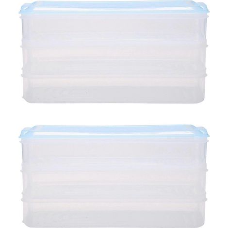 Lot de 2 boîtes de rangement en plastique pour réfrigérateur avec couvercle (1/5)