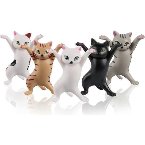 Chats dansants et porte-stylo, porte-stylo chat amusant, décorations chats dansants, ornements portables en forme de chat, décorations, ornements mignons (5 pièces) (1/5)