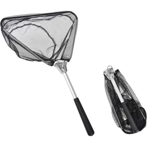 Épuisette pliable - Filet de pêche - Filet de pêche pliable - Accessoires de pêche - Pour la pêche, la baignade, la piscine et l'étang - Pour adultes et enfants - 33 x 50 cm - Noir (1/4)