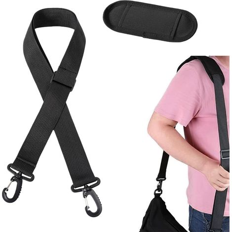 Bretelle Universelle pour Sac 90 à 160 cm Réglable Antidérapante avec Coussin d'Épaule 38mm Large Sangle de Remplacement pour Sac à Dos Sac Voyage Sac Sportif Sac Bandoulière Strap (Noir)