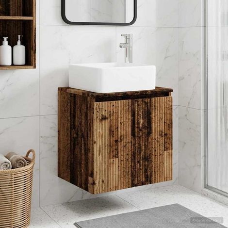 Vanidad con Lavabo de Pared Madera envejecida 53 x 35 x 63 cm