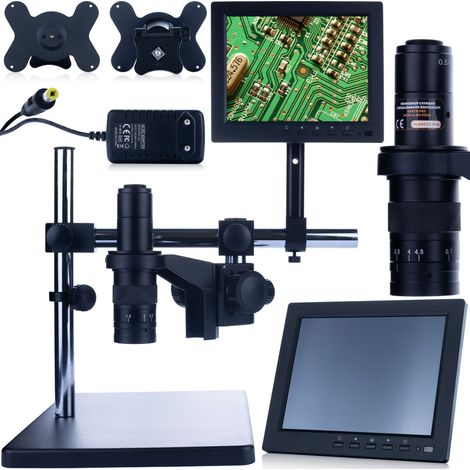 Microscopio digitale Earth Pro MCEP-0.5X-PZRR con braccio regolabile + display da 8 pollici per microscopio + staffa per display per microscopio digitale