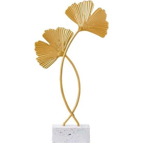 Ginkgo Biloba Ornements, Décoration en Metal Accessoires de Sculpture Moderne pour centres de Table de Salon décor de Bureau à Domicile (doré) (1/4)