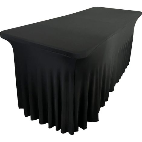 COPERTURA per tavolo da catering per banchetti, GONNA nera, volant, 180x76 cm