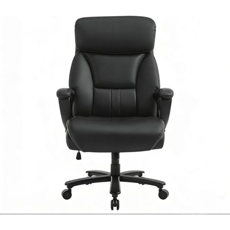 Silla de oficina ergonómica de polipiel negra con reposacabezas ajustable MODENUIT (1/5)