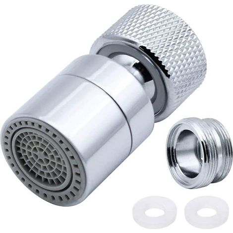360° Swivel Brass Faucet Aerator, 2 Modes Adjustable Kitchen Tap Filter with Nozzle Adapter, Fits M22 External Thread or M24 Internal Thread Faucet Nozzle (1/5)