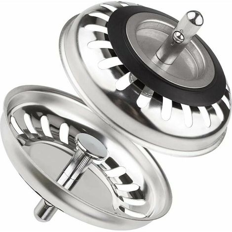 Lot of 2 Kitchen Sink cap, Universal Kitchen Sink Filter 79.3mm, Stainless steel anti -lock flanged stop, for kitchen and bathroom (1/5)