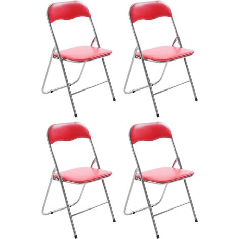 Set De 4 Sillas Plegables Felix Rojo/plateado