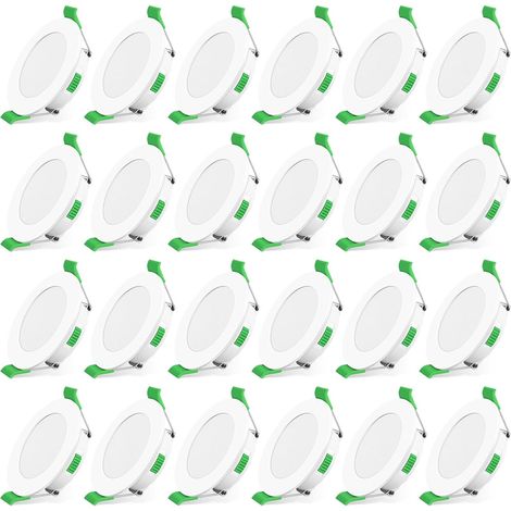 Spot LED Encastrable Extra Plat, 5W 440LM Dimmable IP44 LED Spot Etanche Salle de bain, 3CCT Blanc Chaud 3000K Blanc Neutre 4000K Blanc Froid 6500K, Trou Φ68-78mm, Lot de 10