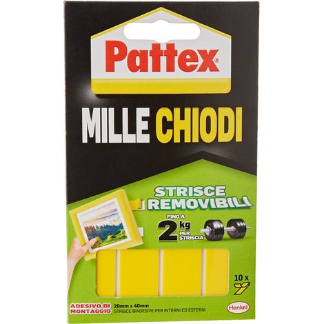 Pattex Millechiodi Tape Strisce Removibili 10 Strisce 20x40mm