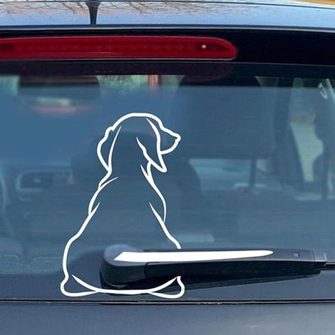 Pegatina de perro blanco gracioso con la cola meneando - Perro para limpiaparabrisas - Pegatina con animalito lindo - Pegatina impermeable para la parte trasera del coche (1/2)