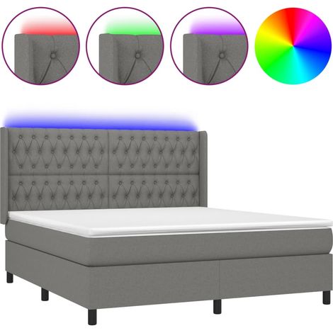Maison Exclusive - Boxspringbett mit Matratze & LED Dunkelgrau 16