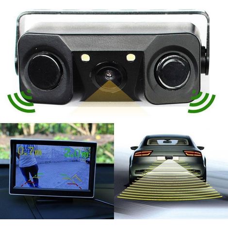 TRADE SHOP - Telecamera Retromarcia Con Sensore Di Parcheggio 2 Led Angolo 170° Notturna -
