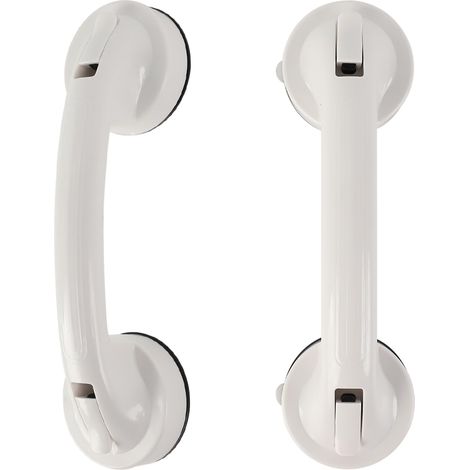 Poignée Ventouse, Barre D'appui Douche, 2 Pièces Barre de Douche Ventouse Amovible Réutilisable, Plastique Poignée Baie Vitrée, Armoire, Porte Vitrée, Salle de Bains (Argent)