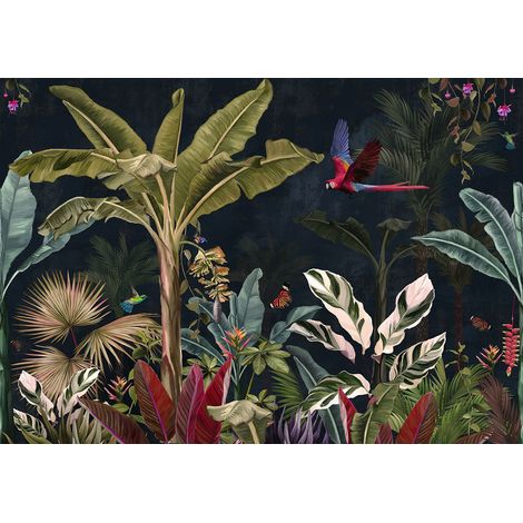 Papier peint panoramique - Forêt Tropicale Oiseaux - 130 cm x 91 cm (1/2)