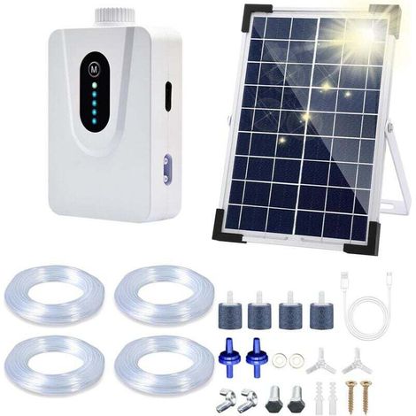 UlisemPompes à air solaires, aérateur de bassin solaire de 6 W avec batterie de 6000 mAh, chargement USB et chargement solaire sont disponibles, oxygénateur pour aquarium, aérateur de pêche avec