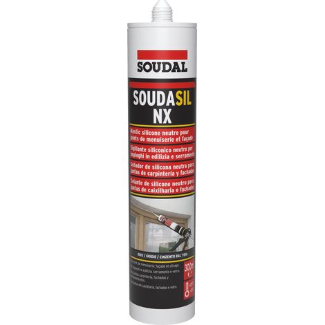 Stucco siliconico neutro per edilizia grigio antracite - Soudasil NX2 - Facciata 300ml