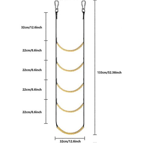 Échelle de corde pour bateau, extension d'échelle de corde portable pour bateaux pneumatiques et kayaks (jaune, 5 marches) (1/3)