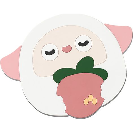 Set de 1 dessous de tasse cartoon agneau blanc antidérapant facile à nettoyer plateau silicone PVC isolant chaleur 18.5x14.5cm boisson café bol assiette (1/5)